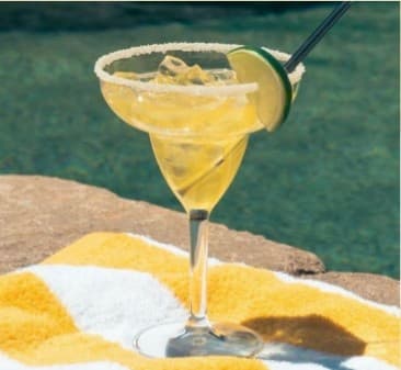 Margarita glass styled poolside