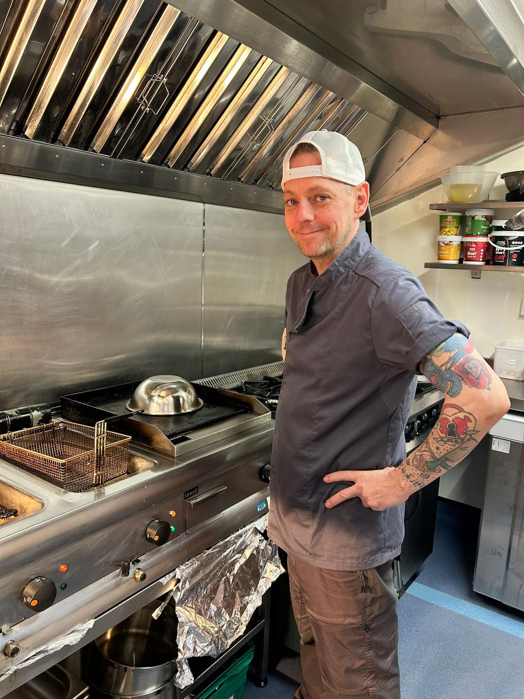 Chef at work in the kitchen during a content day shoot