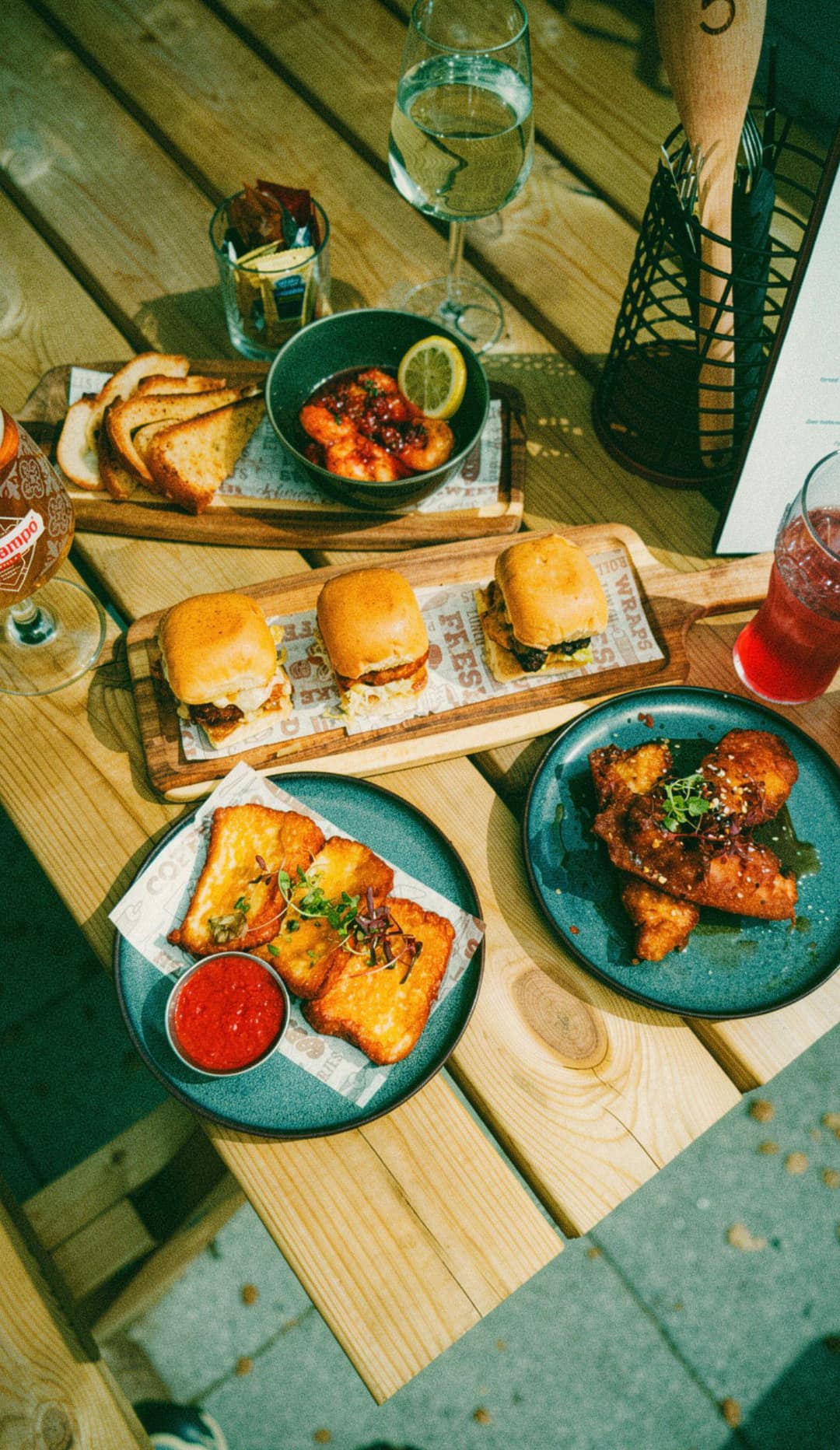 Sharing plates and drinks, plated for content day photography