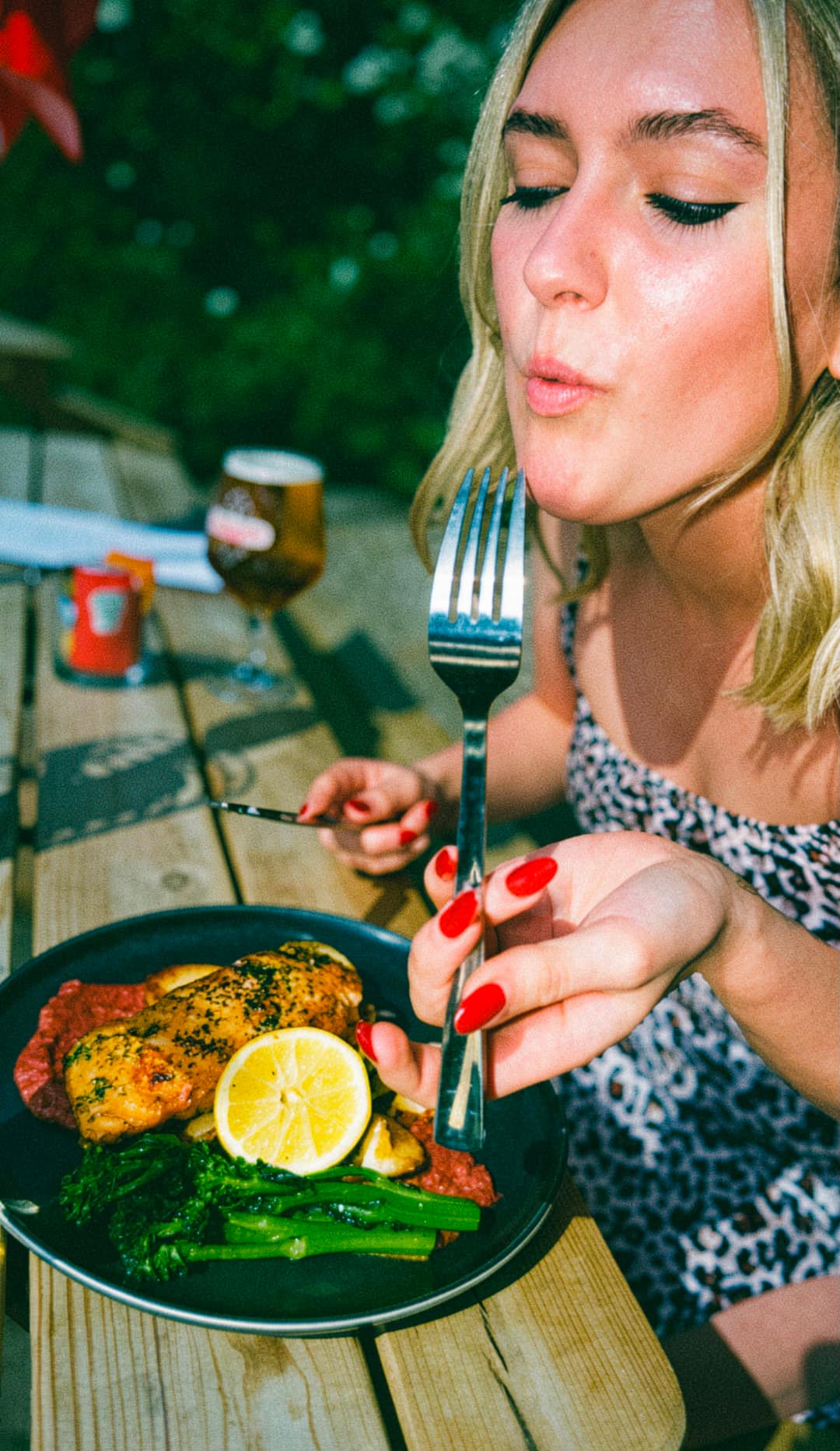 Enjoying the food, plated for content day photography